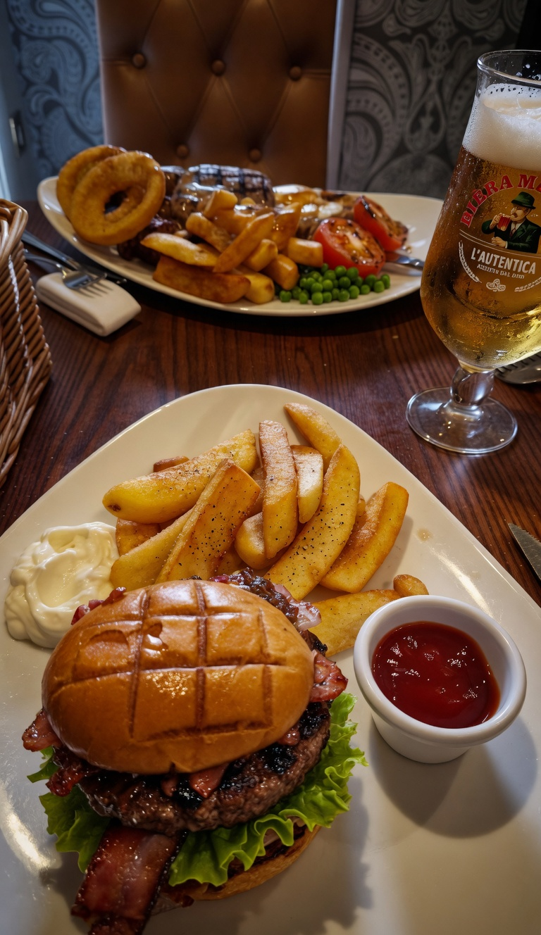 Burger and chips
